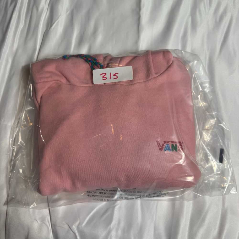 Women's Vans Pink Cropped Hoodie XS with Braided Drawstring - Picture 7 of 7